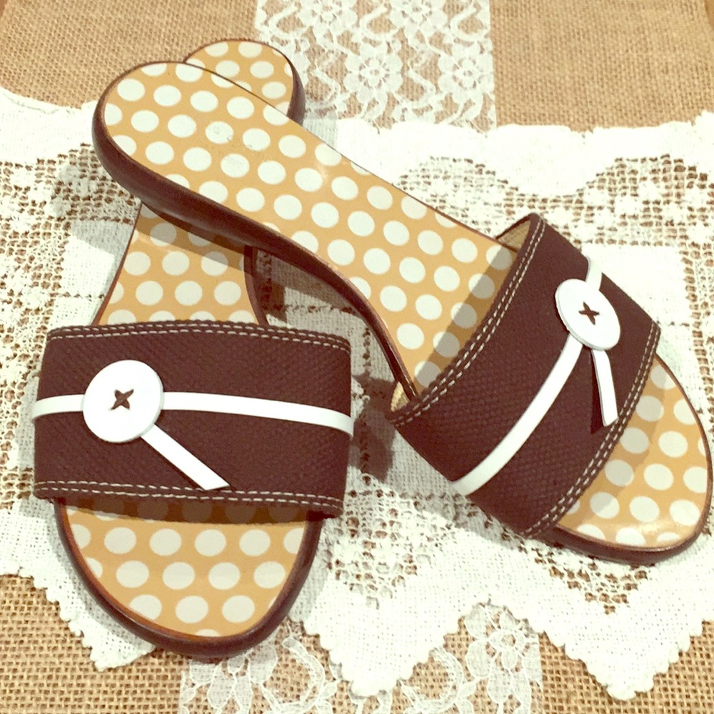 Kate Spade Brown Polka Dot Slide Sandal Size 7.5B